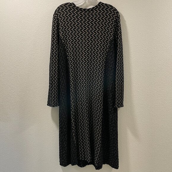 TIANELLO "Abrion" Honeycomb Texture Jersey Fit & Flare Midi Dress, Black - XL - Picture 2 of 8